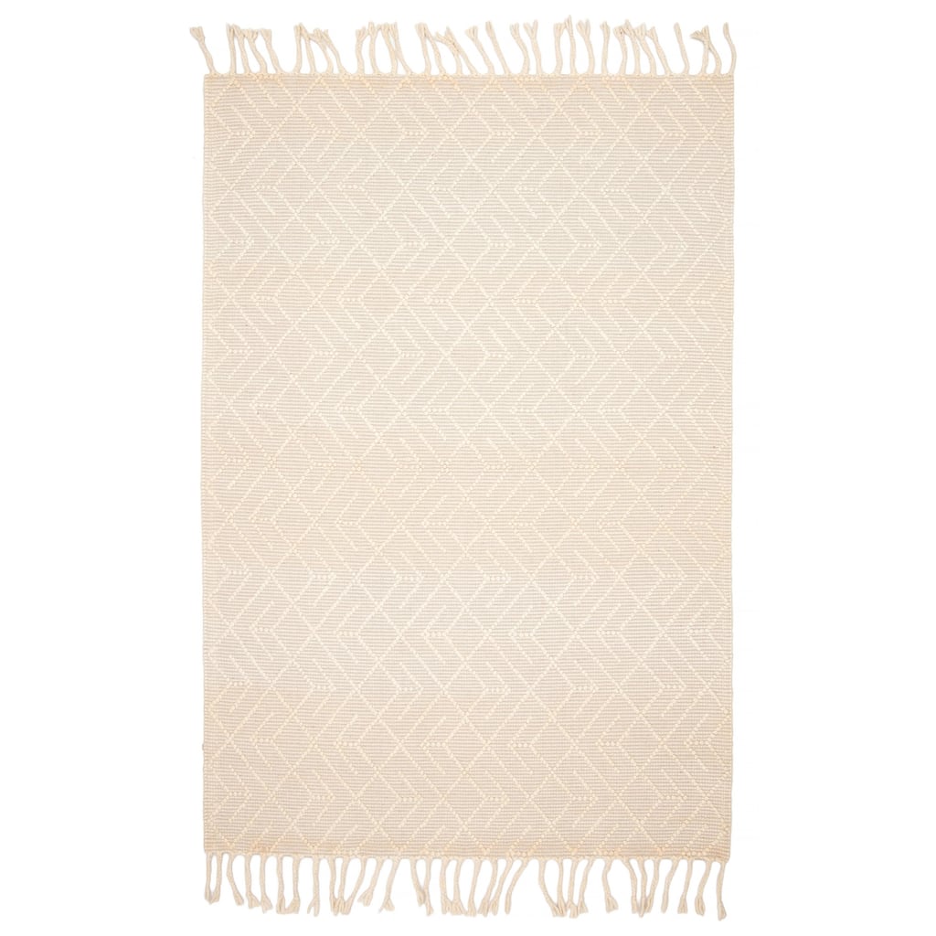 ECARPETGALLERY Braid weave Sienna Cream Wool Rug - 5'2 x 7'9