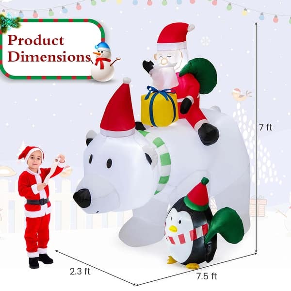 Costway 7 FT Tall Inflatable Polar Bear with Penguin Gift Bags & Gift - See Details