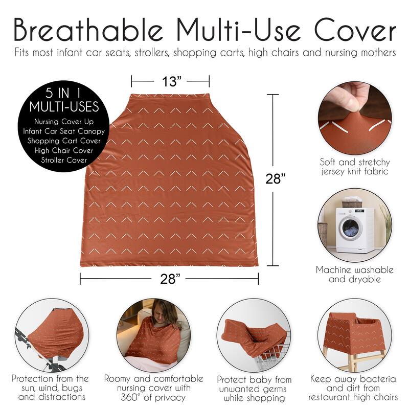 Sweet Jojo Designs Orange Boho Arrow Boy Girl 5 in 1 Baby Car Seat Nursing Cover Off White Modern Bohemian Gender Neutral Arrows