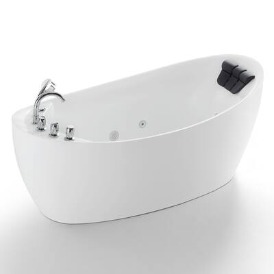 67" x 31" Freestanding Whirlpool Acrylic Bathtub with Faucet