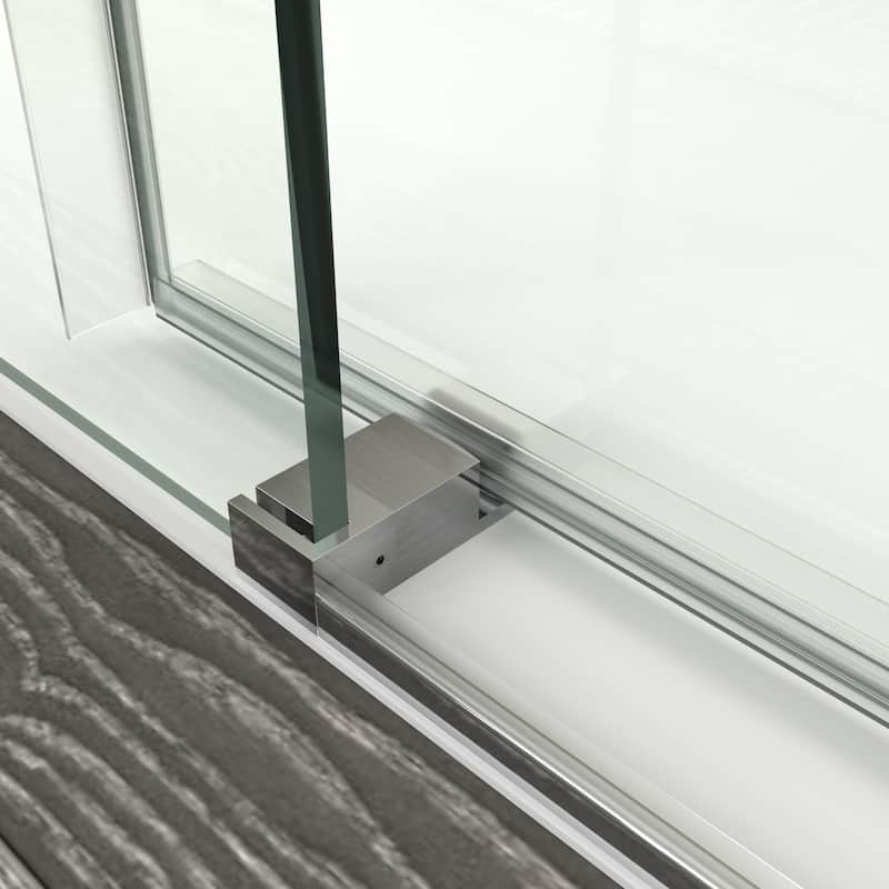 ABRUZZO 56-60" W x 76" H Frameless Soft-Closing Single Sliding Shower Door 1/4" (6mm) Explosion-Proof Tempered Glass