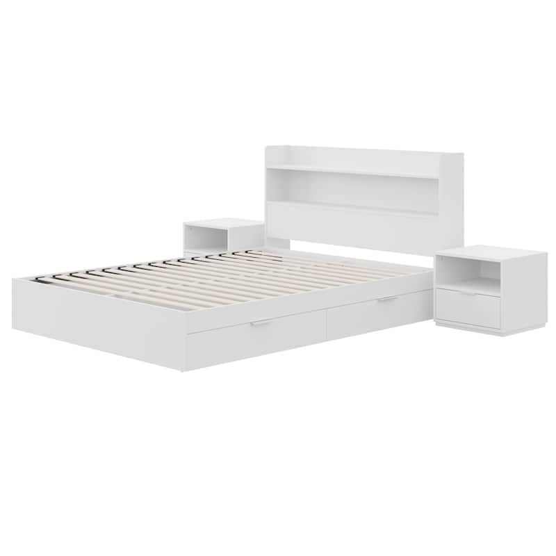 Hunter Platform Bed With Headboard And 2 Nightstands