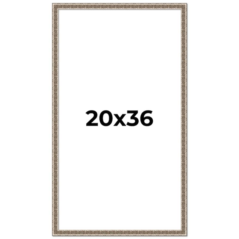 20x36 Frame Silver Versailles Ornate Solid Wood Picture Frame | 1 Inch