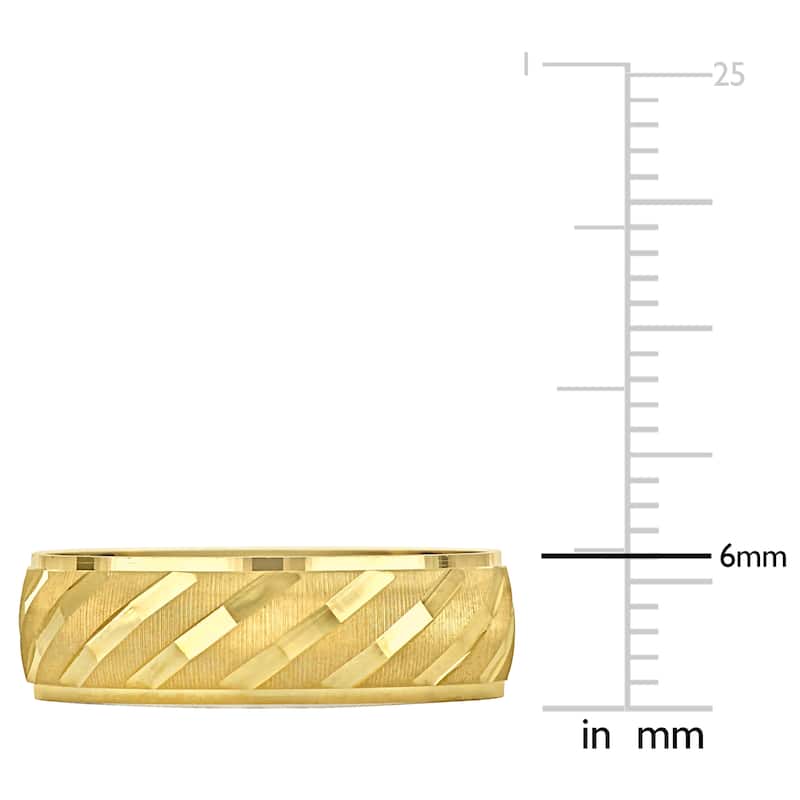 Miadora 6 mm Mens Ribbed Wedding Band in 10k Yellow Gold