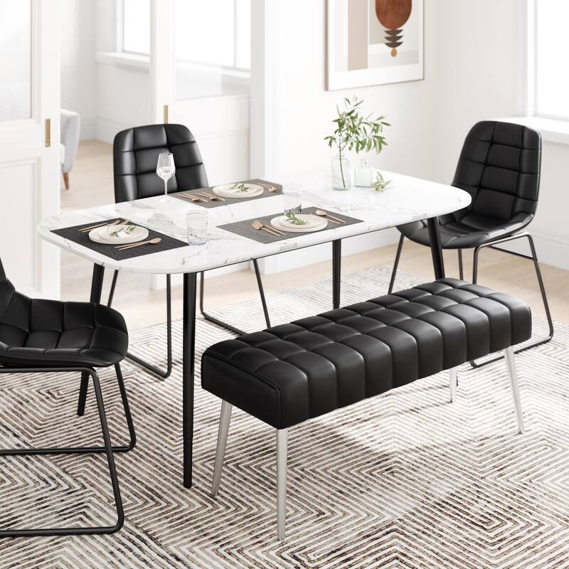 Upholstered Leather Entryway Bench, Bedroom Bench for End of Bed - 44.5"L