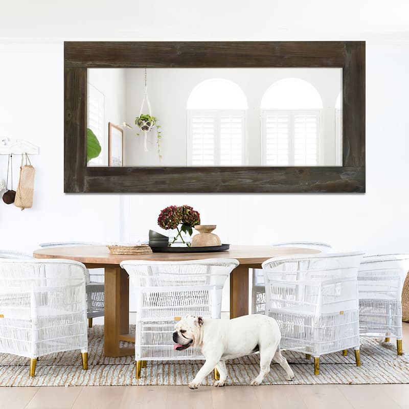 Farmhouse Rectangular Solid Wood Framed Full Length Leaning Mirror