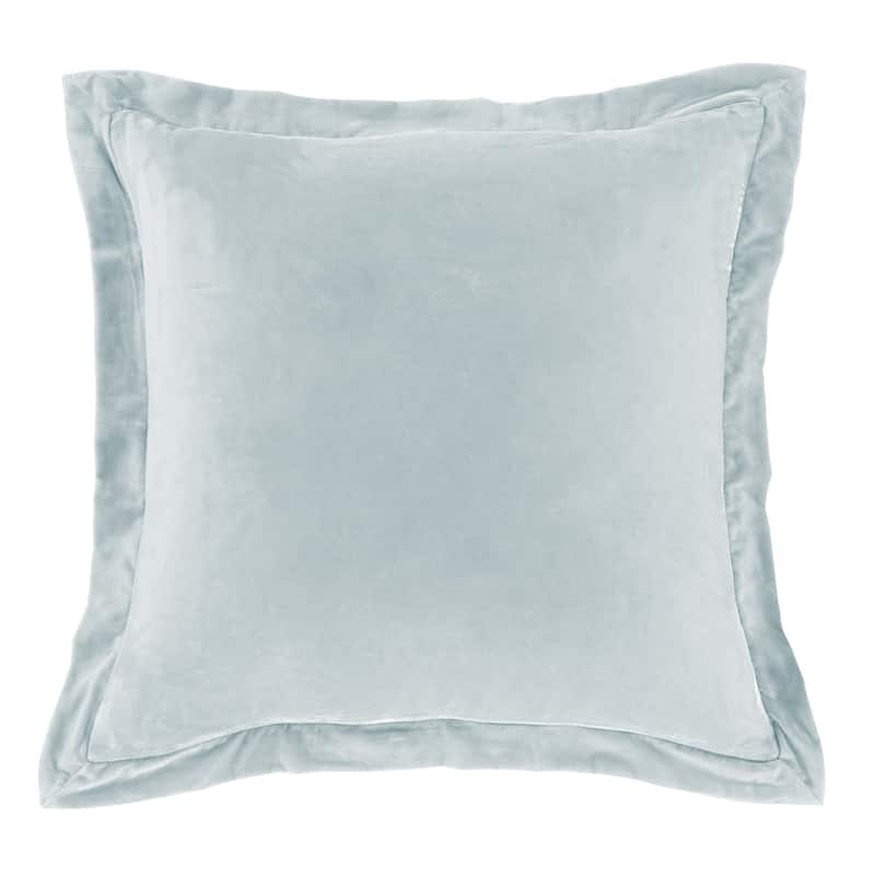 HiEnd Accents Stella Faux Silk Velvet Romantic Western Flanged Euro Sham, 27"x27" - Icy Blue