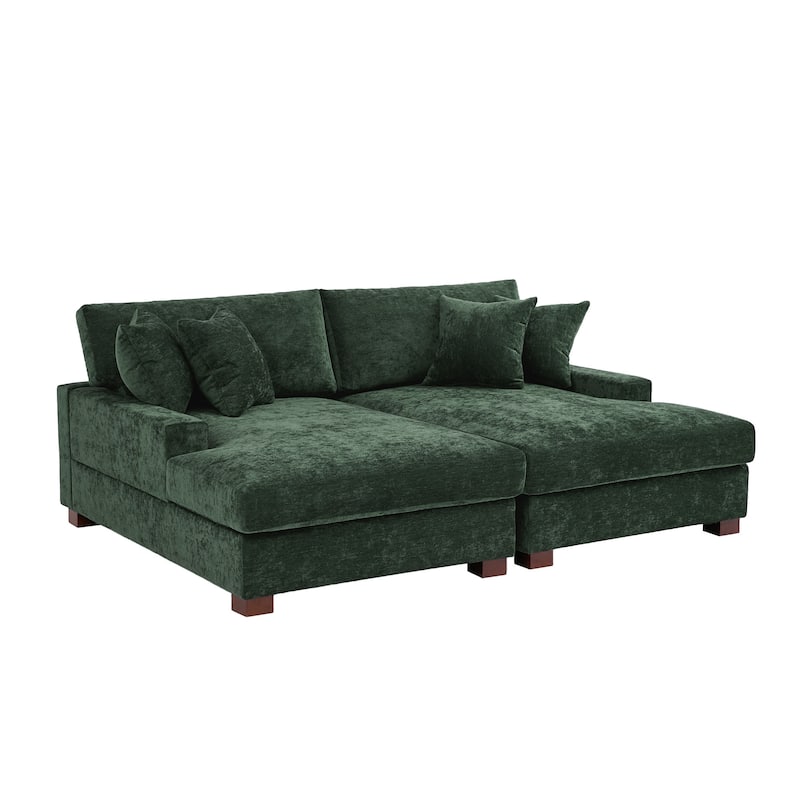 Modern Upholstered Chenille Modular Sectional Sofa with 2 Chaise
