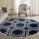 preview thumbnail 32 of 115, SAFAVIEH Amherst Corinne Modern Rug 7' Round - Navy/Ivory - Round