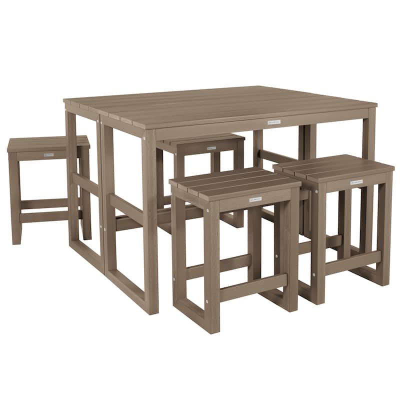 HIGHWOOD Monroe Modern Counter Height Balcony Stool/Table 6-Piece Set