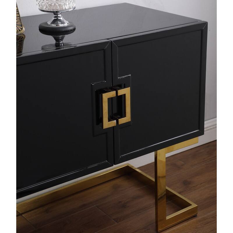 Best Master Furniture Lustra 64" Lacquer Sideboard with Gold Trim