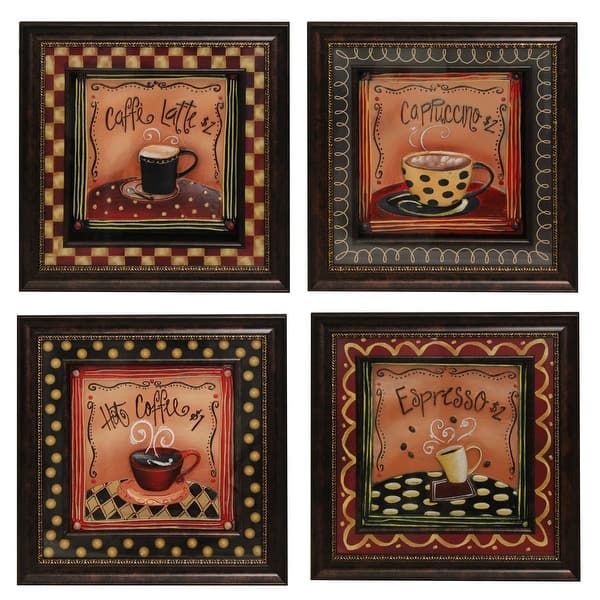 Coffee Time' Framed 3D Metal Wall Art Decor (Set of 4) - Bed Bath & Beyond  - 9826109