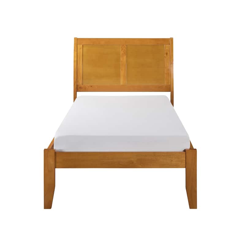 King Platform Bed - Modern Wood Sleigh Style Bed Frame - HomeStock Walnut Finish