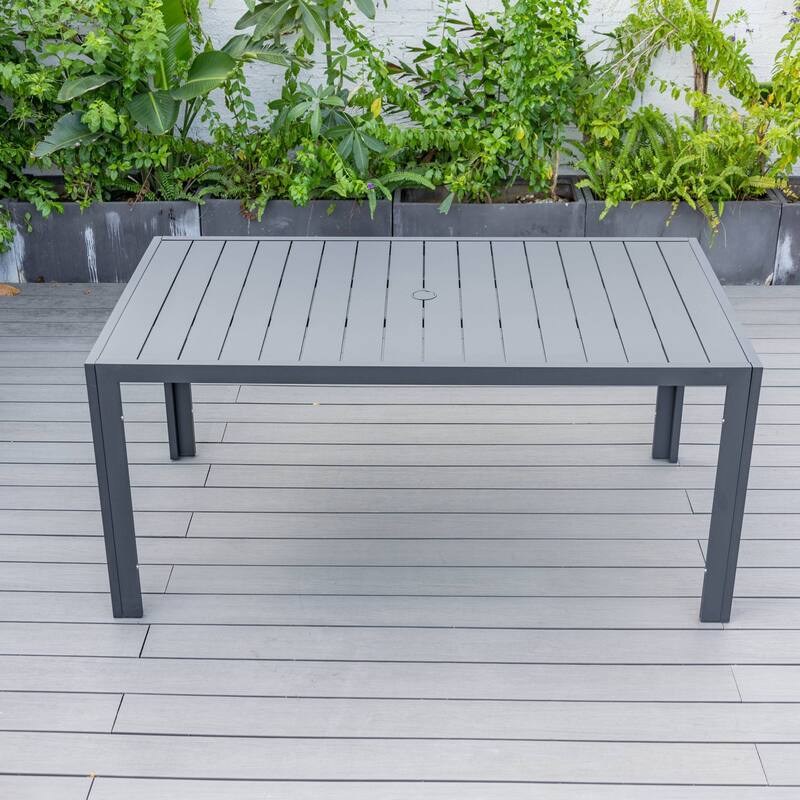 7-Piece Outdoor Dining Set in Black Aluminum Chelsea Series by LeisureMod