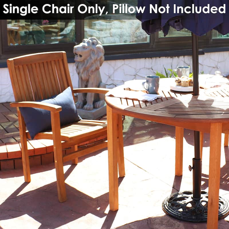 Sunnydaze Teak Wood Stackable Outdoor Patio Dining Chair