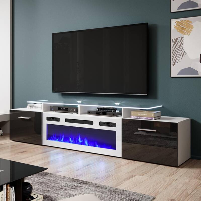 Rova WH-EF Electric Fireplace Modern 75" TV Stand