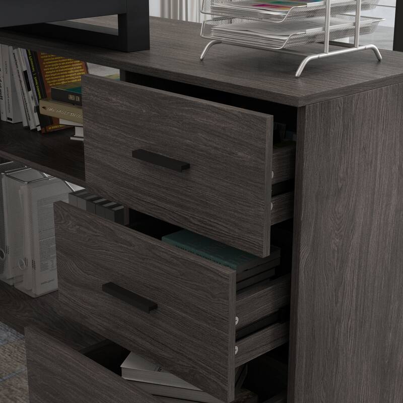 55" L-Shaped Computer Desk - Storage Workstation - 5 Colors Large