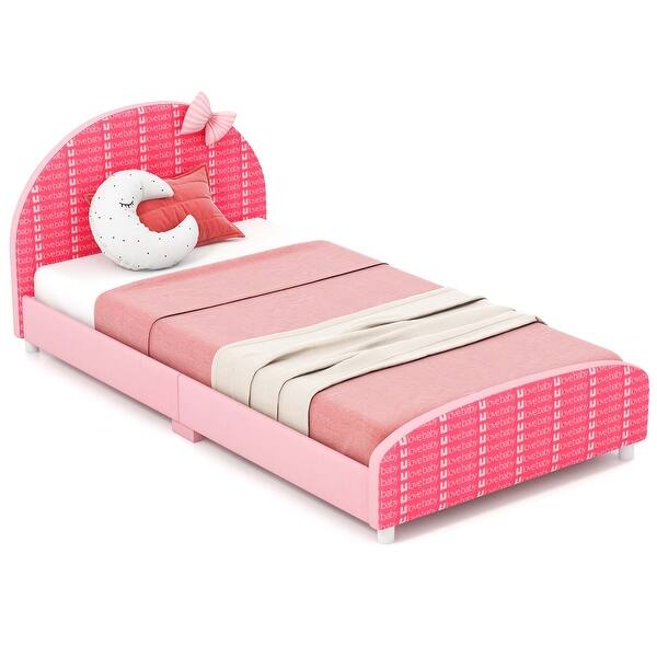 slide 2 of 10, Honeyjoy Children Twin Size Upholstered Platform Single Bed with Pink - See Details