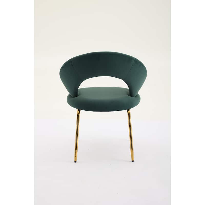 Velvet Dining Accent Chairs with Curved Backrest and Gold Metal Legs - 250lb Capacity