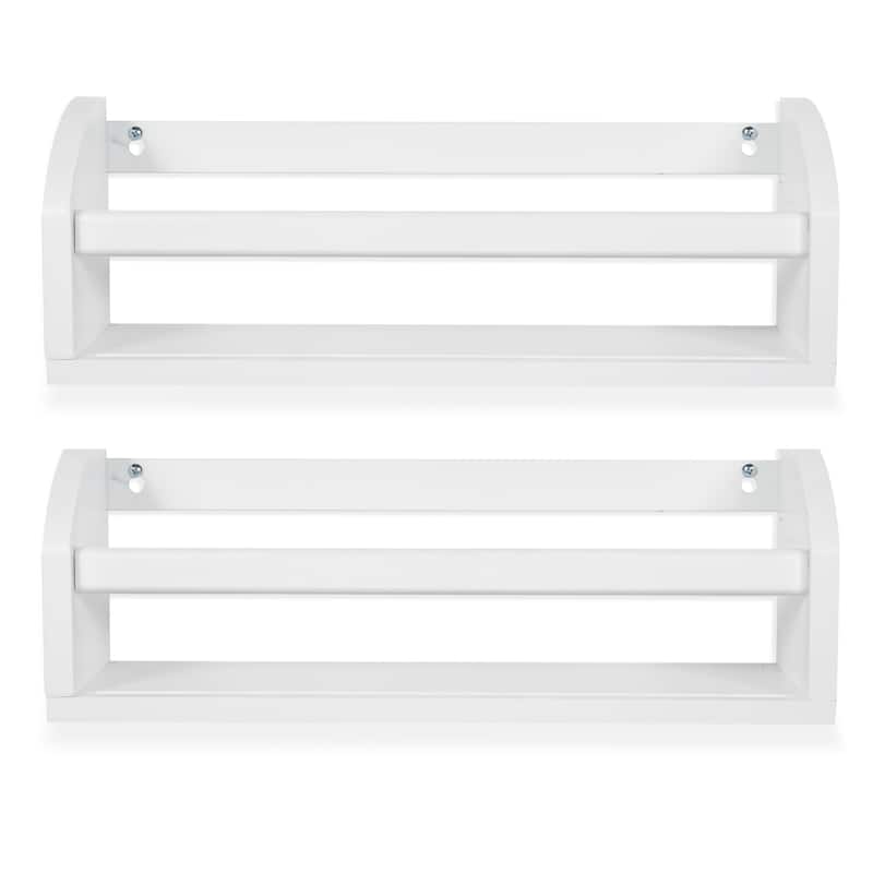 Wallniture Lissa Wood Bookshelf White Floating Shelves Toy Storage Kids Room Decor (Set of 2)