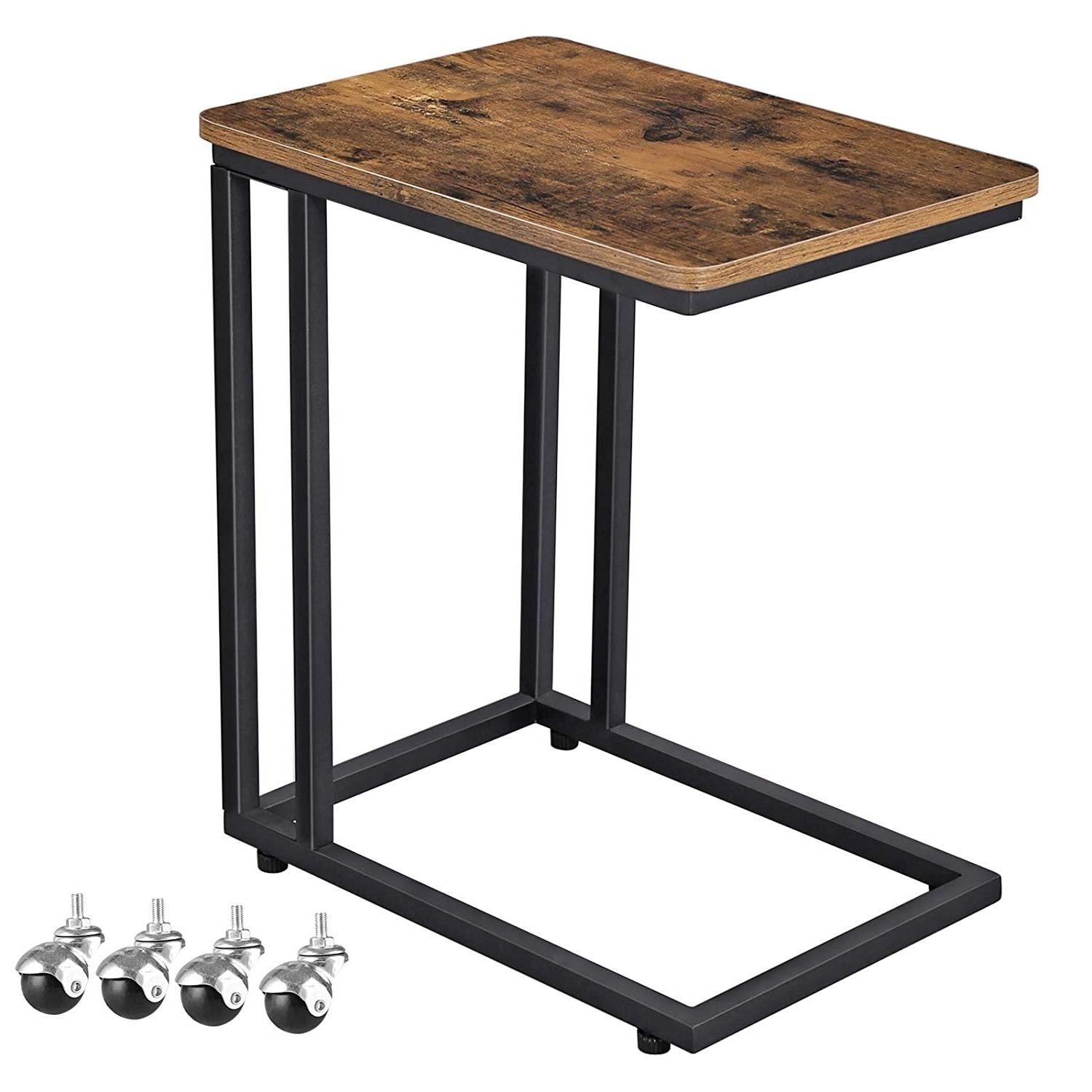 Modern Industrial Side Table Nightstand Tv Tray On Wheels On Sale Overstock 30703978