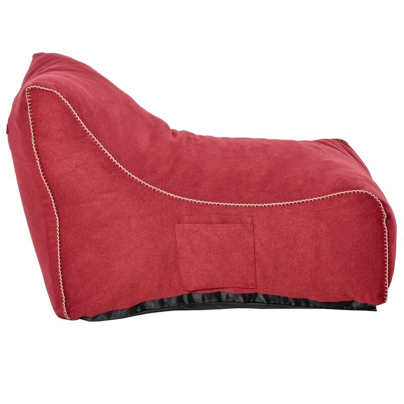 HOMCOM Bean Bag Chair, Large Foam Stuffed lounger Indoor Furniture with Washable Cover, Side Pockets and Backrest, Wine Red