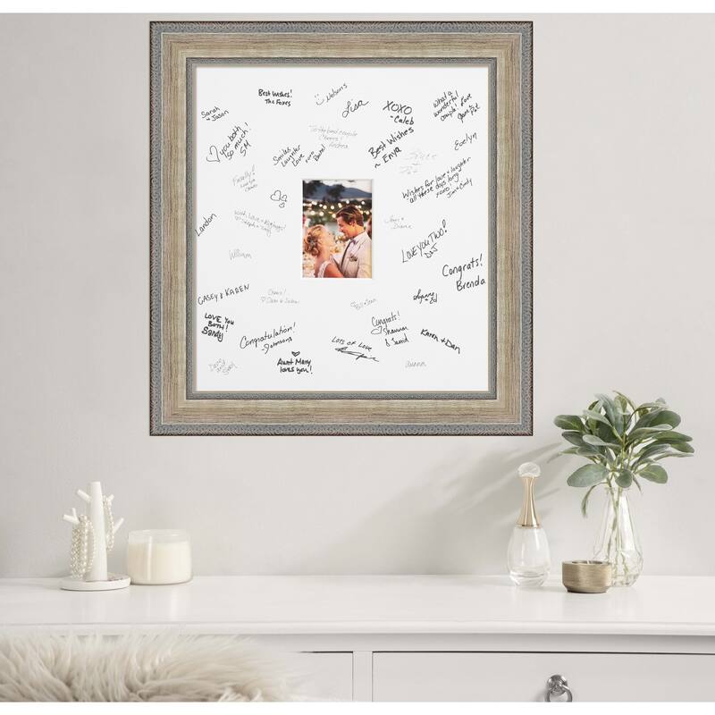 Fleur Signature Mat Picture Frame - Autograph Photo Frame Guest Book Alternative for Weddings, Graduations, or Retirement