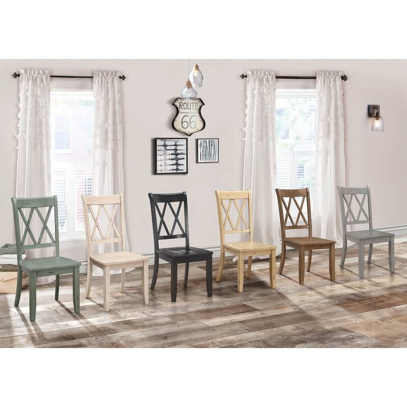 2PCS Side Chairs,Pine Veneer Transitional Double-X Back Design Dining Chair