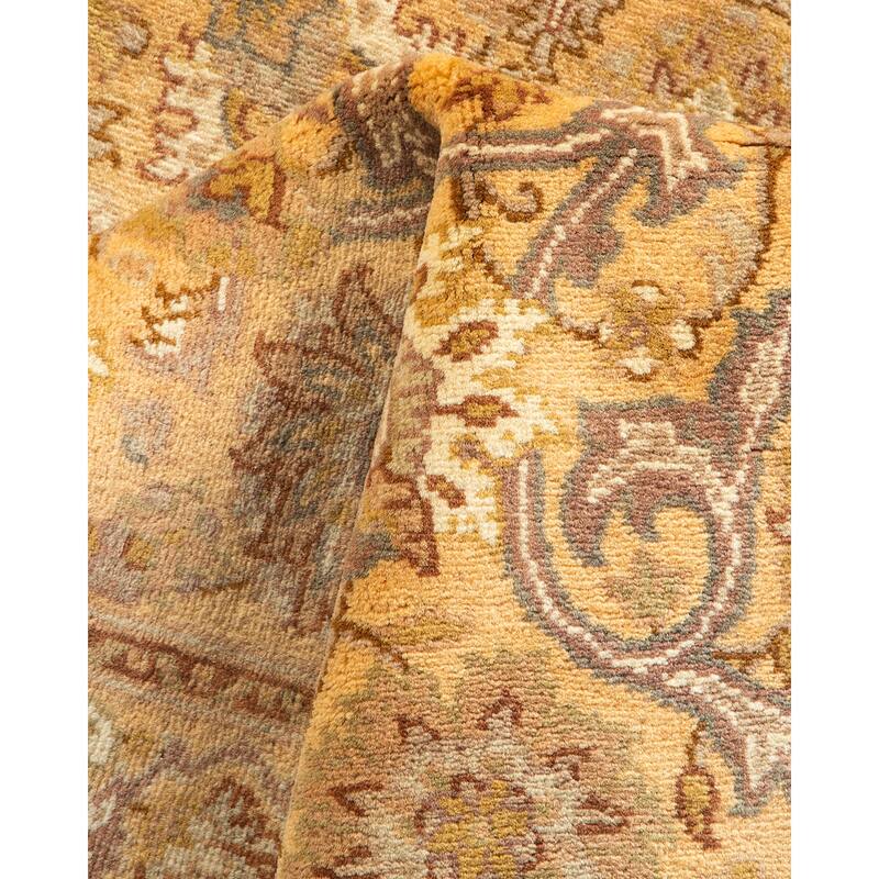 Overton Handknotted Wool Traditional Oriental Yellow Runner