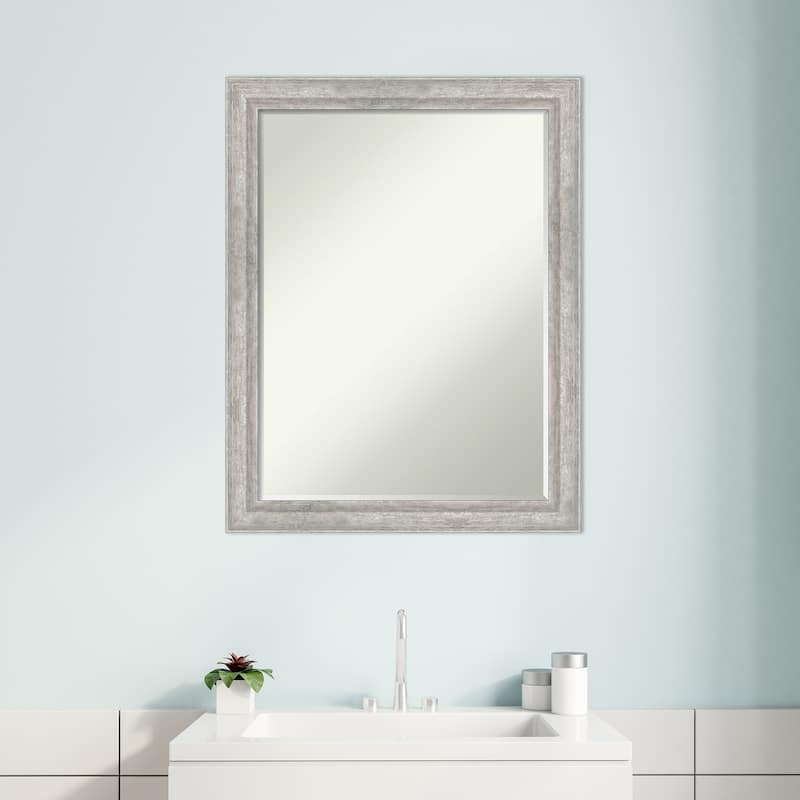 Angled Half-Inch-Bevel Wood Framed Bathroom Vanity Wall Mirror - Glass Size 18x24