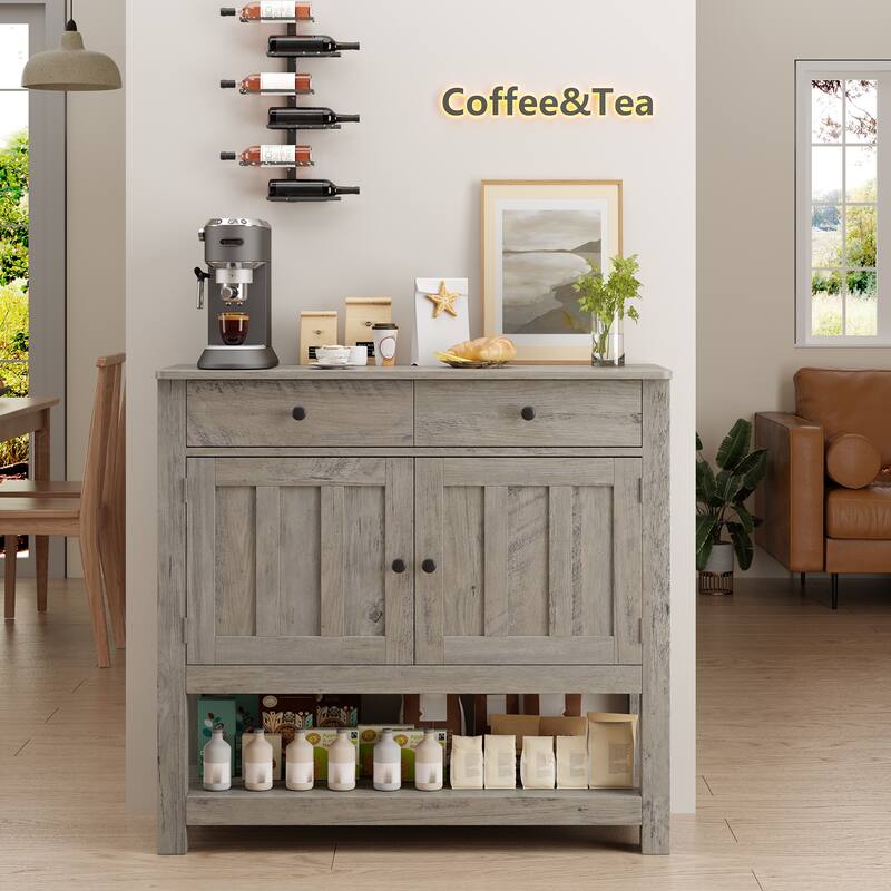 Sofa Table with Open Storage Shelf, Farmhouse Console Table Kitchen Buffet Sideboard with Drawers