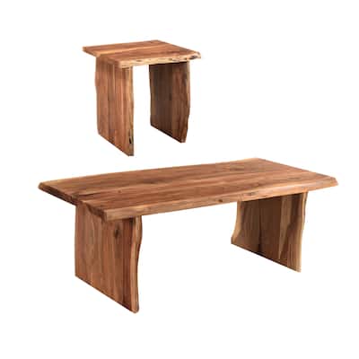 Sienna 2-piece Live Edge Solid Wood Living Room Table Set