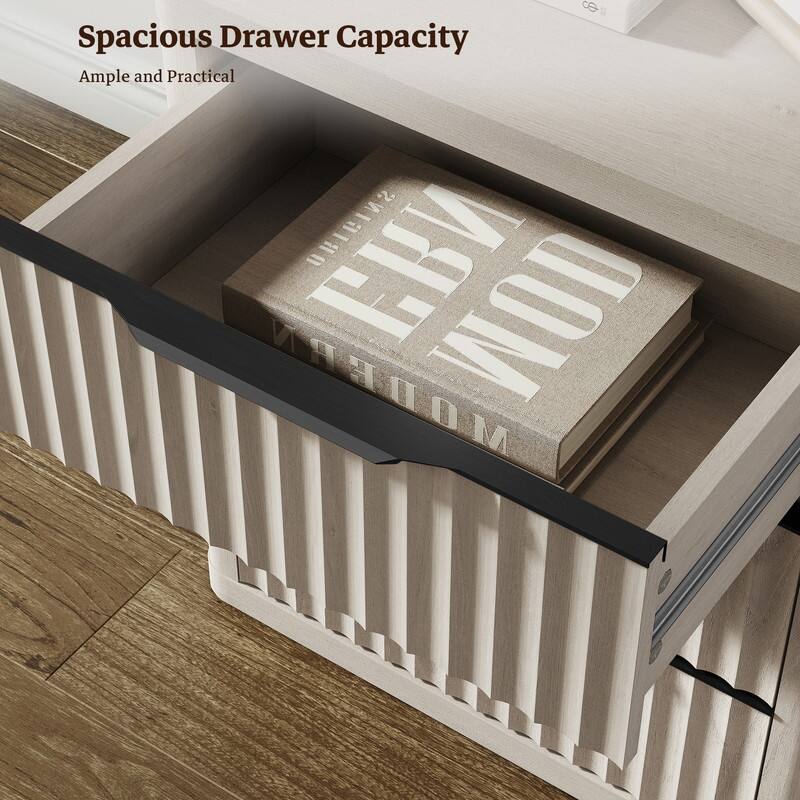 Versatile Retro Nightstand 3 Drawers Wavy Design