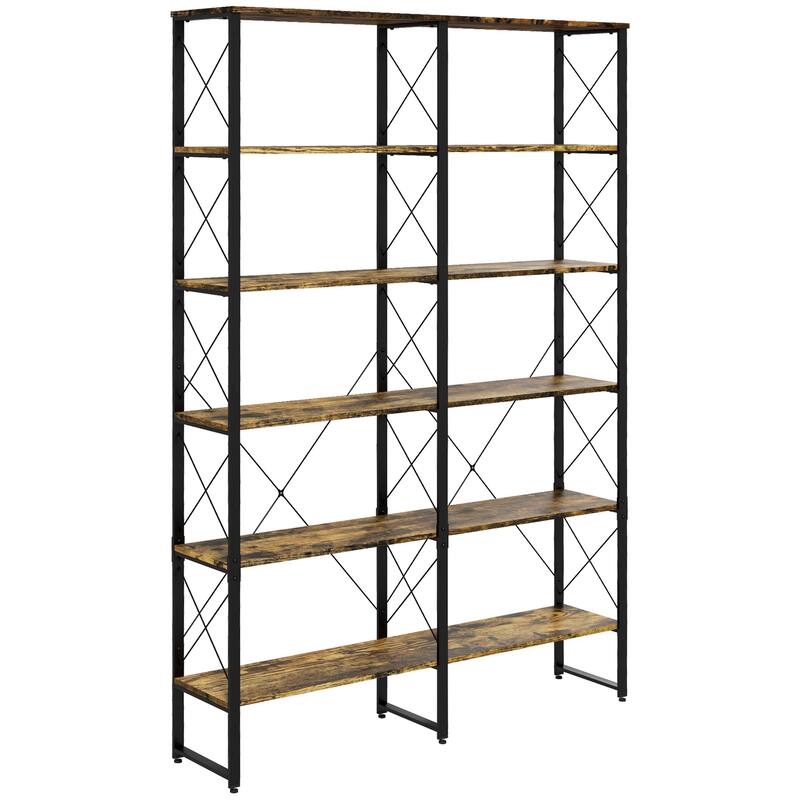 Bookshelf with Steel Frame, Bookcase with Adjustable Foot Pads Bed Bath & Beyond 39869267