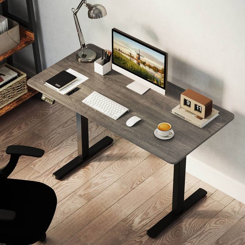 Costway 48” x 24” Electric Standing Desk with LED Display 2 Memory - Gray+Black