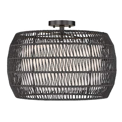 Golden Lighting 6805-4SF MBR Everly 4 Light 19" Wide Semi-Flush Drum