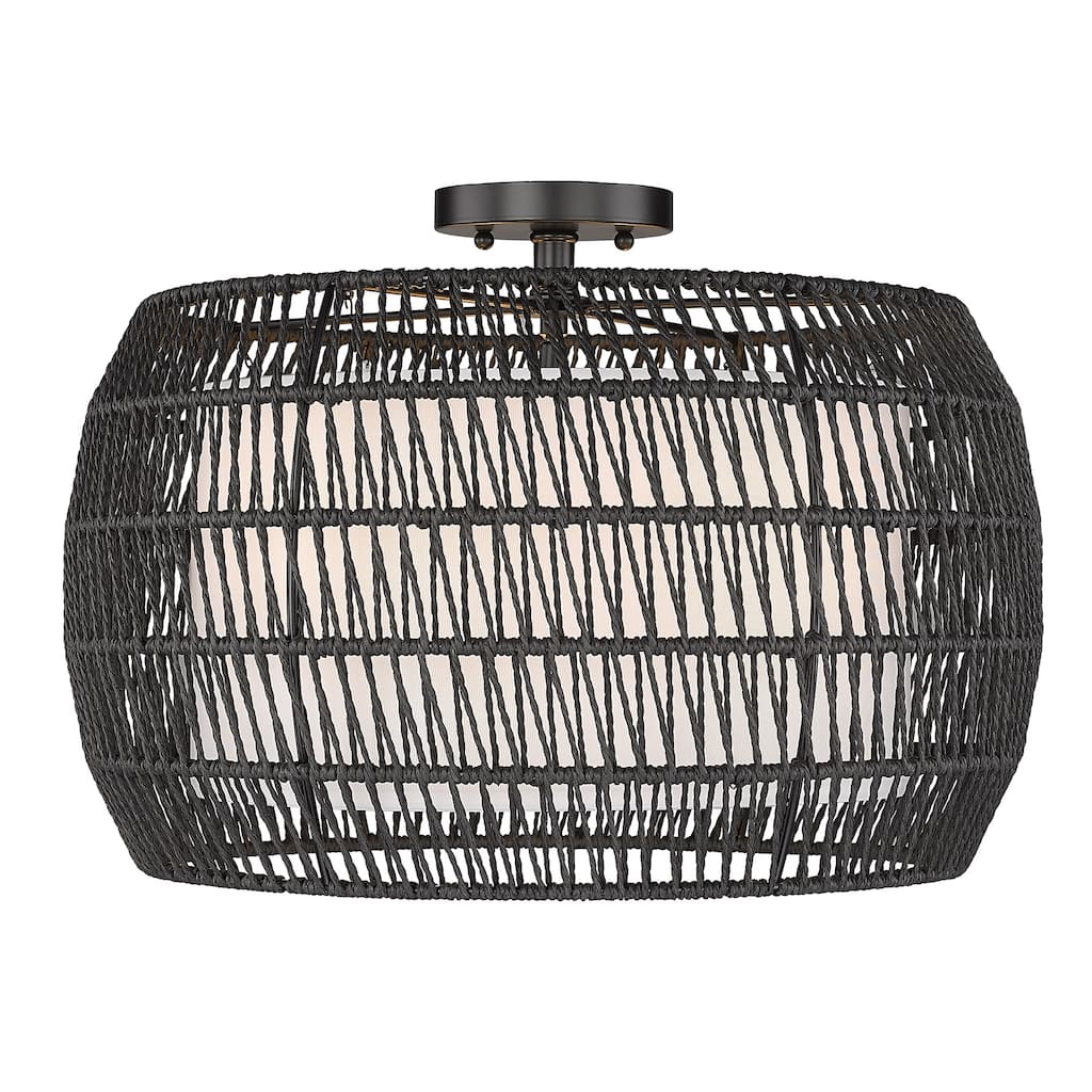 Golden Lighting 6805-4SF MBR Everly 4 Light 19" Wide Semi-Flush Drum