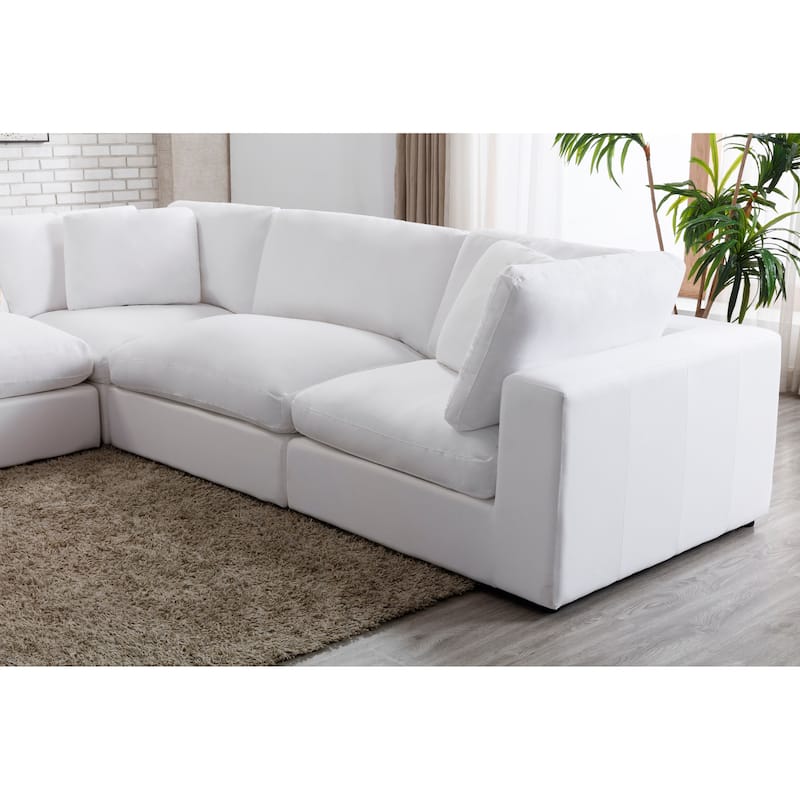 Roundhill Furniture Rivas Contemporary Feather Fill 6-Piece Modular Sectional Sofa