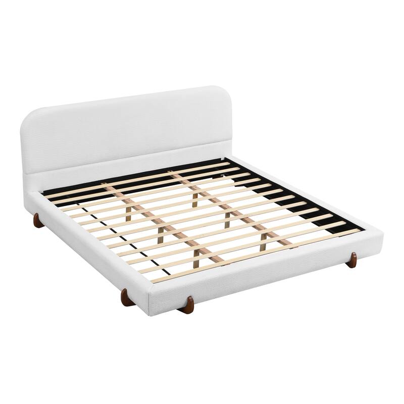 Roomfitters King Upholstered Bed Frame, Velvet with Solid Wood Legs, Modern Design