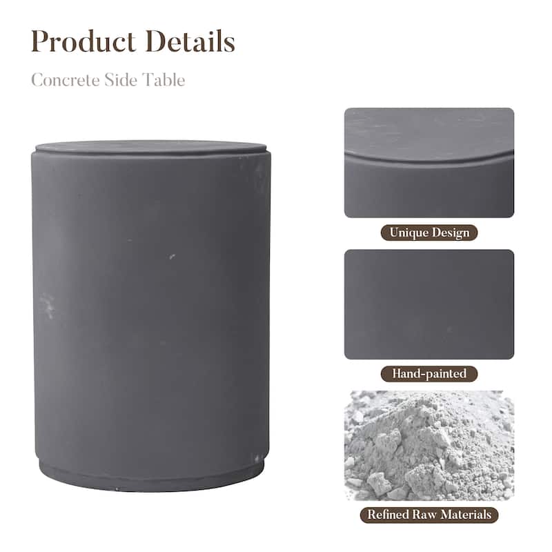 COSIEST Outdoor Black Concrete Side Table