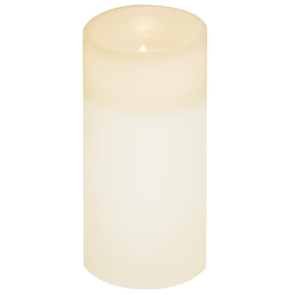 6" Off White Battery Operated Flameless Flickering Wax Pillar Candle - N/A