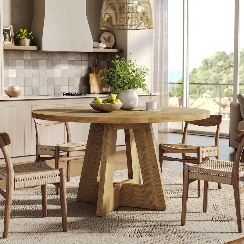 47-Inch Solid Wood Round Dining Table for Dining Room Family Gathering