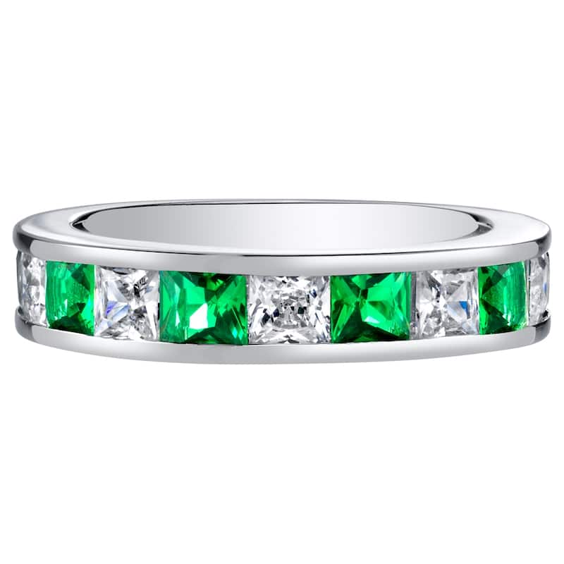Sterling Silver 1 ct Created Emerald Birthstone Ring