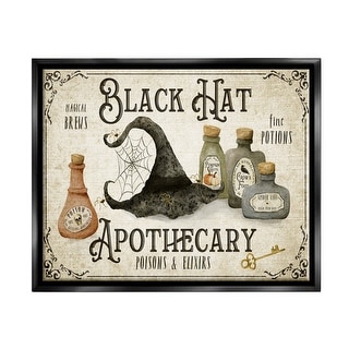 Stupell Black Hat Apothecary Potions Framed Floater Canvas Wall Art Design by Deane Beesley