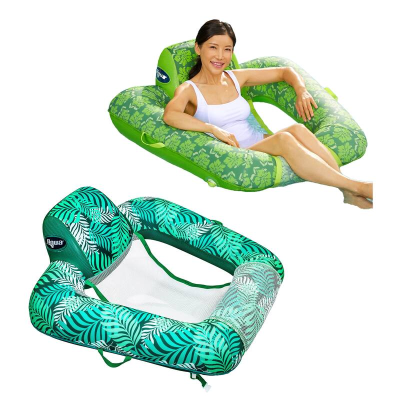 Aqua Leisure Zero Gravity Swimming Pool Lounge Chair Float, Green + Teal Fern - 2.6