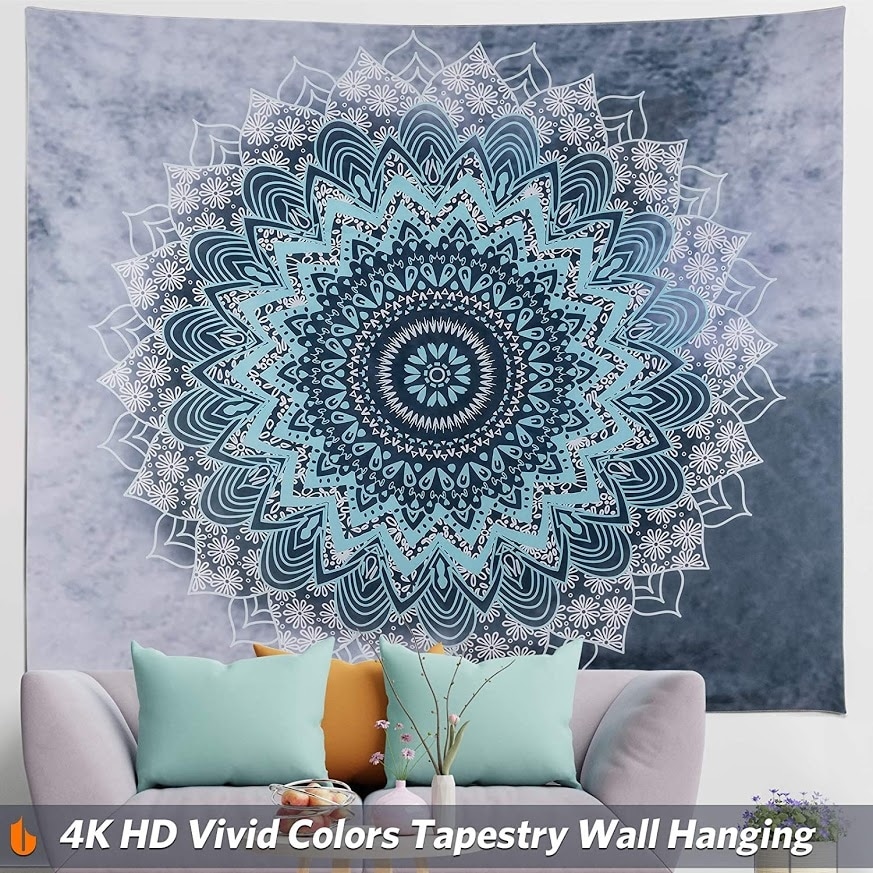 Hippie Trippy Mandala Print Tapestry Room Wall Hanging Psychedlic Throw Tapestry 