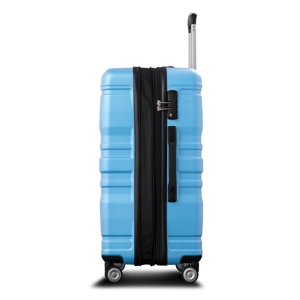 Blue Luggage Suitcase Expandable Set Carry On Footlockers, 3 Piece