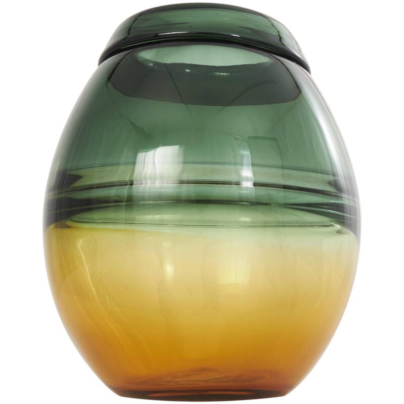 Glass Handmade Ombre Decorative Vase with Yellow Base - Green - Roche River Decor