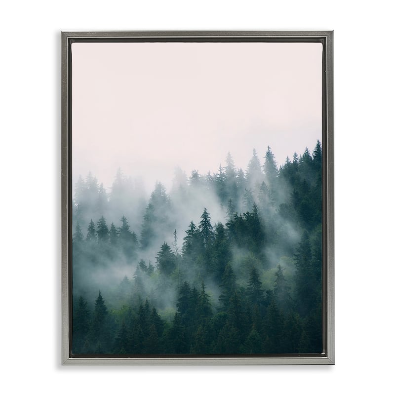 Stupell Misty Forest Trees Framed Floater Canvas Wall Art Design by Sisi and Seb