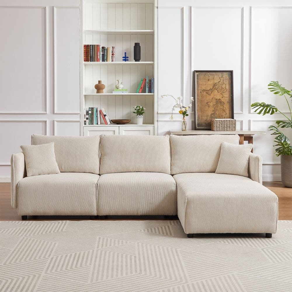 106" Multi-Module Combination Style Sofa, Modern Minimalist Corduroy Combination Sofa